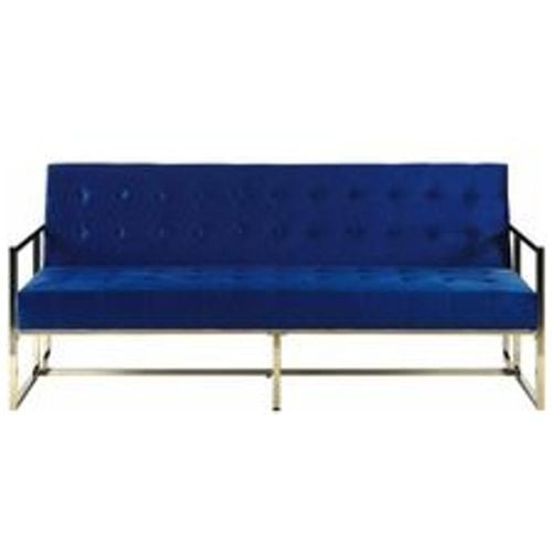 Sofa Blau Samtstoff Gestell in Gold 3-Sitzer Schlaffunktion Zeitgenössisch Wohnzimmer - BELIANI - Modalova