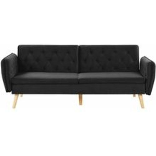 Sofa Schwarz Samtstoff 2-Sitzer Schlaffunktion Modern Praktisch Wohnzimmer Schlafzimmer - BELIANI - Modalova