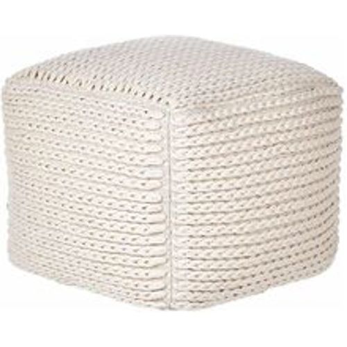 Pouf Beige Baumwolle 50 x 50 x 35 cm Mit EPS-Füllung Dicker Stoffbezug Fußhocker Boho - BELIANI - Modalova