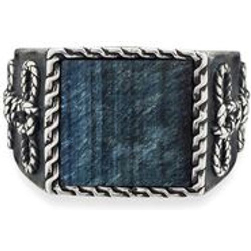 Ring 925/- Sterling Silber Tigerauge blau Mattiert 3,00ct (Größe: 062 (19,7)) - CAI - Modalova