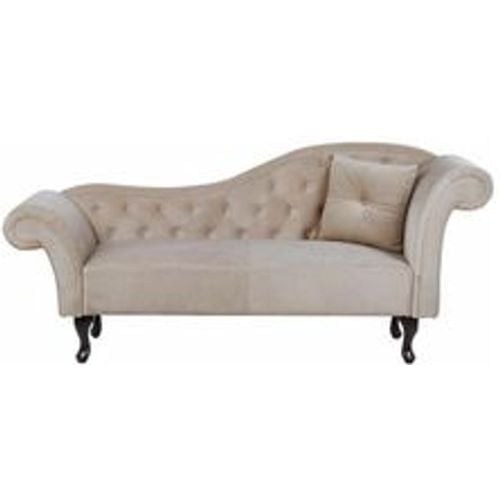 Chaiselongue Rechtsseitig Beige Samtstoff Holzfüße Glamourös Mit Zierkissen - BELIANI - Modalova