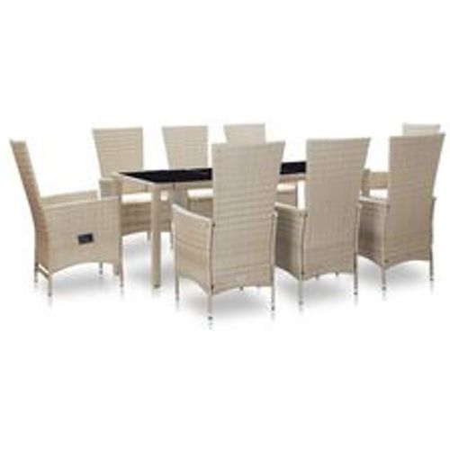 Tlg. Garten-Essgruppe mit Auflagen Poly Rattan Beige - VIDAXL - Modalova