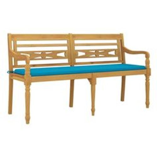 Batavia-Bank mit Blauem Kissen 150 cm Massivholz Teak - VIDAXL - Modalova