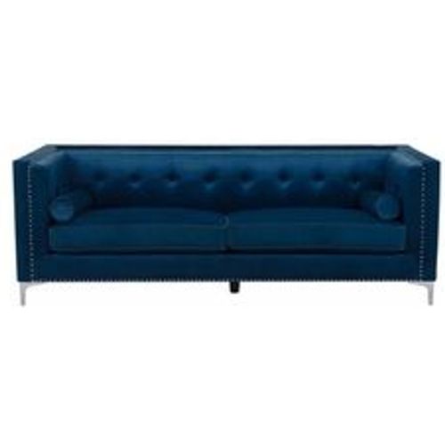 Sofa Dunkelblau Samtstoff 3-Sitzer Chesterfield Stil Retro Wohnzimmer - BELIANI - Modalova