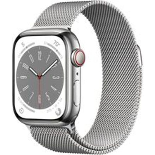 Watch Series 8 (2022) GPS + Cellular 41 mm - Rostfreier Stahl Silber - Milanaise Armband Grau - Apple - Modalova