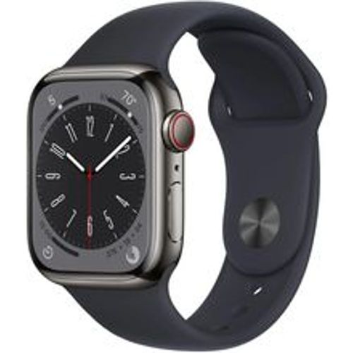 Watch Series 8 (2022) GPS + Cellular 41 mm - Rostfreier Stahl Graphit - Sportarmband Schwarz - Apple - Modalova