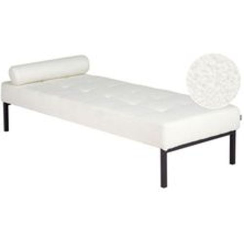 Chaiselongue Weiß Bouclé-Stoffbezug Gesteppt mit Kissen Metallgestell Modern Liegesessel Relaxliege für Wohnzimmer Schlafzimmer Indoor - BELIANI - Modalova