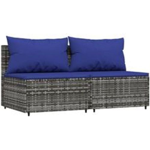 Garten-Mittelsofas mit Kissen 2 Stk. Grau Poly Rattan - VIDAXL - Modalova