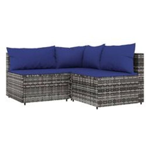 Tlg. Garten-Lounge-Set mit Kissen Grau Poly Rattan - VIDAXL - Modalova