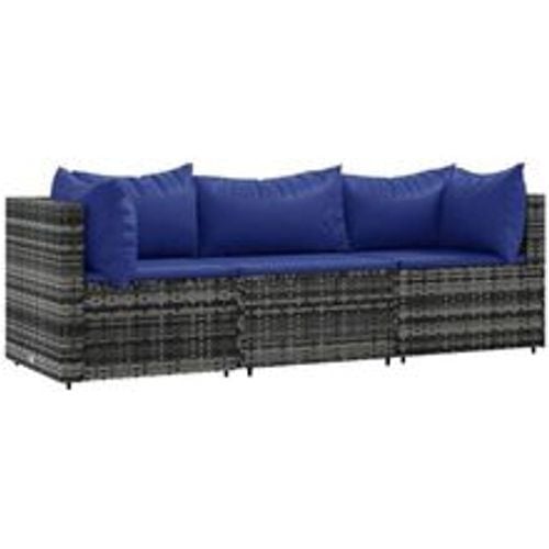 Tlg. Garten-Lounge-Set mit Kissen Grau Poly Rattan - VIDAXL - Modalova