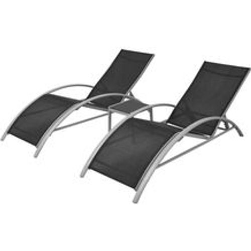 Sonnenliegen mit Tisch Aluminium Schwarz - VIDAXL - Modalova