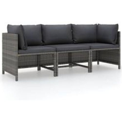 Sitzer-Gartensofa mit Kissen Grau Poly Rattan - VIDAXL - Modalova