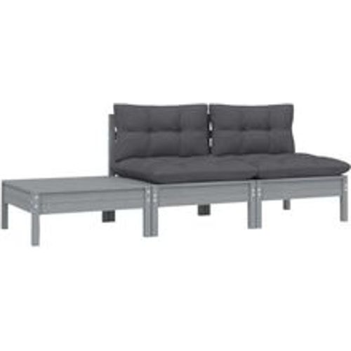 Tlg. Garten-Lounge-Set mit Kissen Grau Kiefer Massivholz - VIDAXL - Modalova