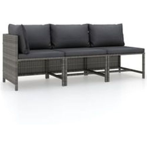 Tlg. Garten-Lounge-Set mit Kissen Poly Rattan Grau - VIDAXL - Modalova