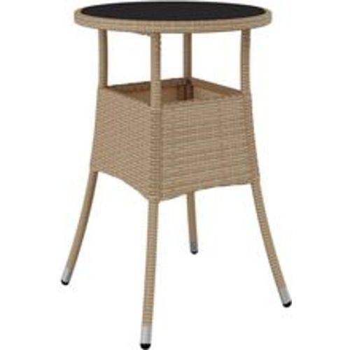 Gartentisch Ø60x75 cm Hartglas und Poly Rattan Beige - VIDAXL - Modalova