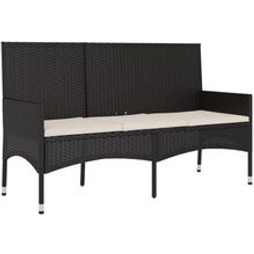 Gartenbank 3-Sitzer mit Kissen Schwarz Poly Rattan - VIDAXL - Modalova