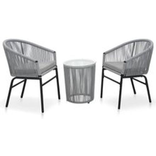 Tlg. Bistro-Set mit Kissen PE-Rattan Grau - VIDAXL - Modalova