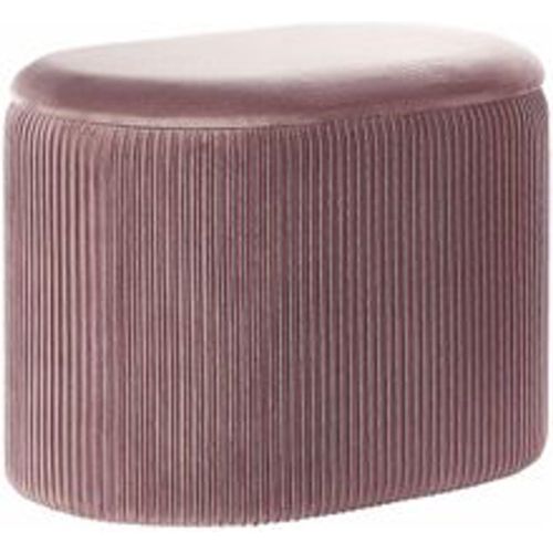 Pouf Rosa Samtstoff Plissiert Oval mit Stauraum Glamourös Modern für Wohnzimmer Schlafzimmer Esszimmer Garderobe Flur Schminktisch - BELIANI - Modalova