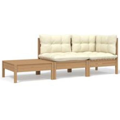 Tlg. Garten-Lounge-Set mit Creme Kissen Massivholz Kiefer - VIDAXL - Modalova