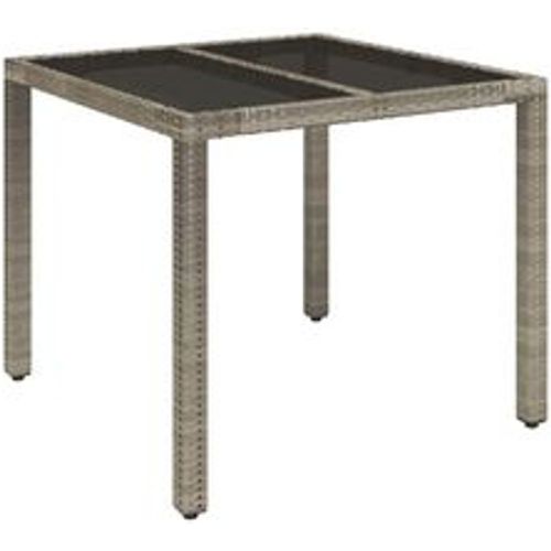 Gartentisch mit Glasplatte Grau 90x90x75 cm Poly Rattan - VIDAXL - Modalova