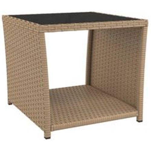 Beistelltisch mit Glasplatte Beige Poly Rattan & Hartglas - VIDAXL - Modalova