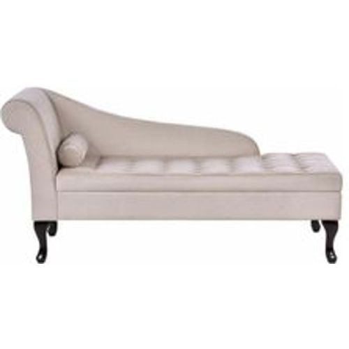 Chaiselounge Linksseitig Hellbeige Samtstoff mit Bettkasten 1 Kissen Holzbeine Retro Glamourös Liegesofa Wohnzimmer Schlafzimmer Ausstattung - BELIANI - Modalova