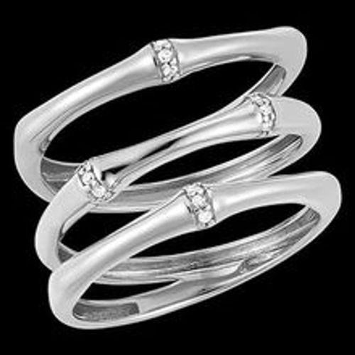 Edenly Ring Heiliger Urwald, 3-reihig, mehrere Diamanten - WeiÃŸgold, 9 Karat - Fashion24 DE - Modalova