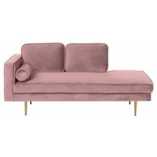 Chaiselongue Linksseitig Rosa Samtstoff Metallfüße Modern Mit Zierkissen - BELIANI - Modalova