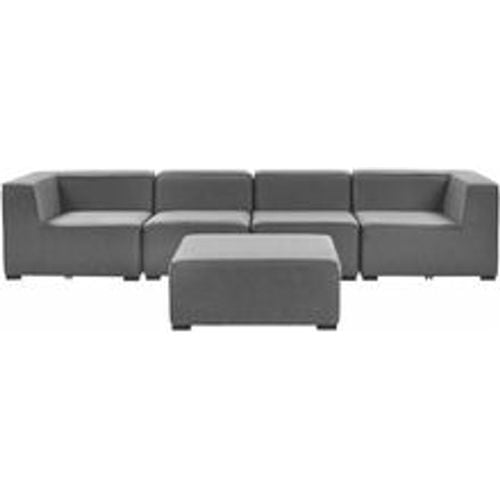 Lounge Set Grau Polsterbezug Modular 4-teilig Linksseitig Ecksofa mit Ottomane Outdoor u. Indoor für 4 Personen Garten Terrasse Wintergarten - BELIANI - Modalova