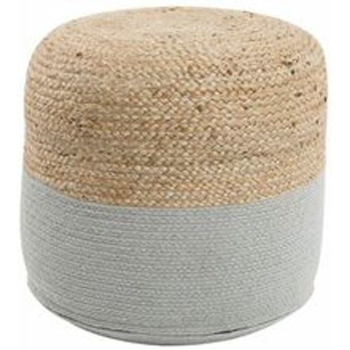 Pouf Hellgrau/Beige Jute/Baumwolle Quadrat Boho-Stil - BELIANI - Modalova