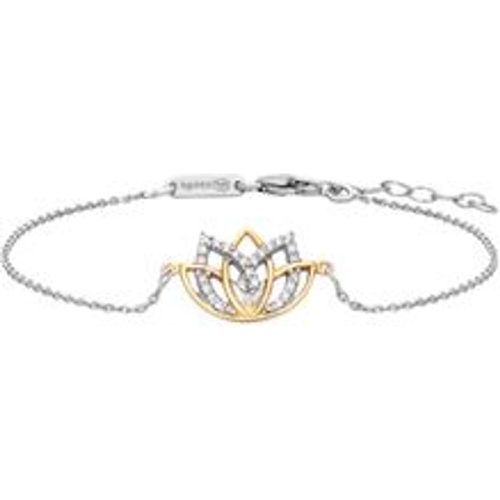 Armband 925/- Sterling Silber rhodiniert teils vergoldet Lotusblüte Zirkonia - Julie Julsen - Modalova