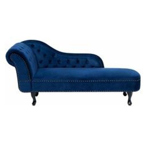 Chaiselongue Linksseitig Dunkelblau Samtstoff Holzfüße Glamourös - BELIANI - Modalova