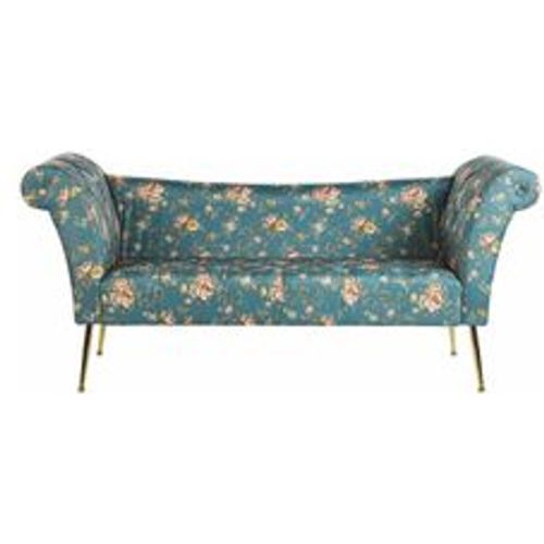 Chaiselongue Blau/goldene Beine Universal Samtstoff und Metallfüße mit Blumenmuster für Wohnzimmer Schlafzimmer Salon Flur Retro Modern - BELIANI - Modalova