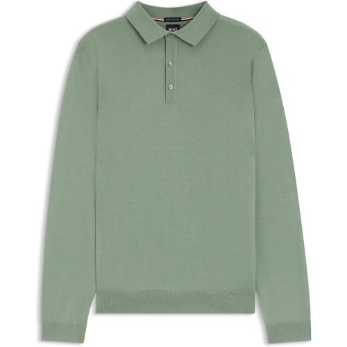 Pull Regular Fit en laine vierge avec col polo - Boss - Modalova