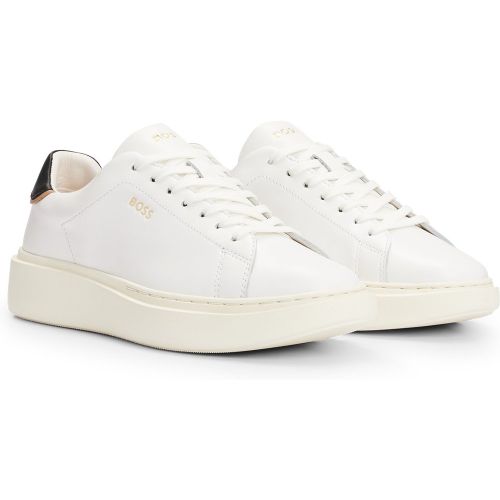 Baskets en cuir à lacets avec logos - Boss - Modalova