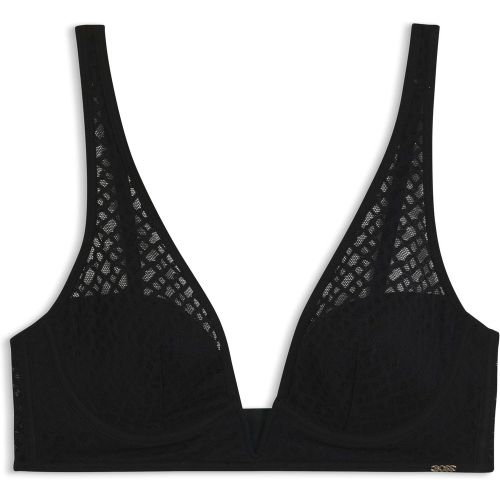 Soutien-gorge triangle en dentelle monogrammée avec garniture métallique - Boss - Modalova