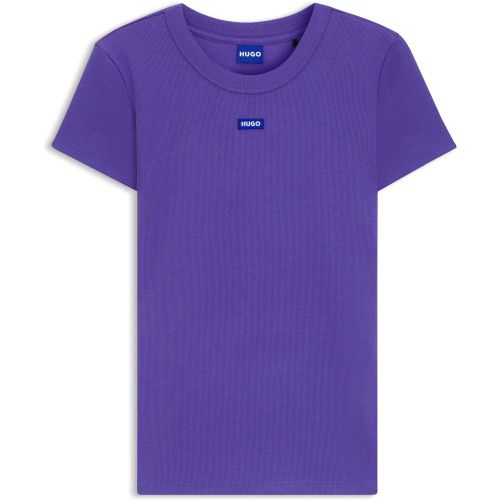 T-shirt Slim Fit en coton stretch côtelé avec logo - HUGO - Modalova