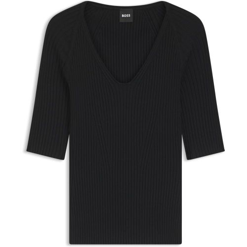 T-shirt en maille structurée avec finitions boutonnées ton sur ton - Boss - Modalova