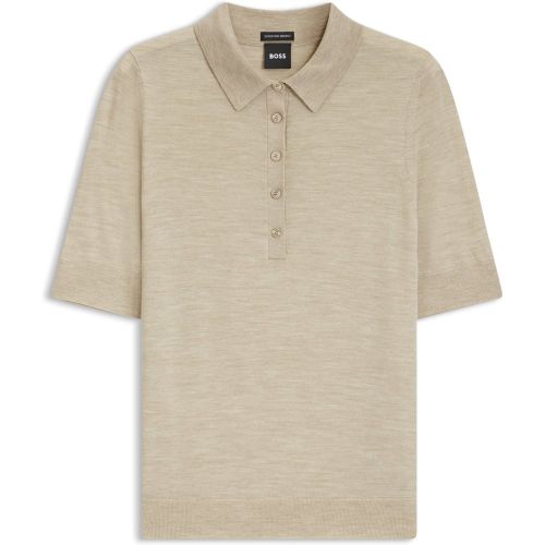 Pull polo en laine mérinos avec patte de boutonnage à 5 boutons - Boss - Modalova