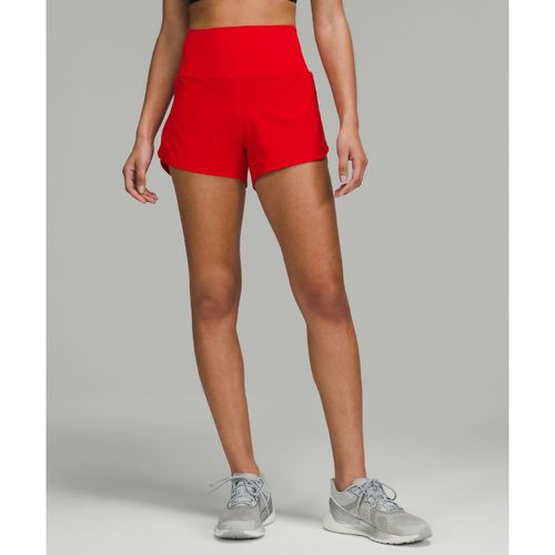 – Speed Up Shorts mit Liner und hohem Bund für Frauen – 10 cm – Neon/Rot – Größe 12 - lululemon - Modalova