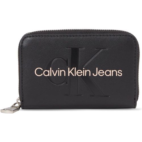 Portafoglio da donna - Sculpted Med Zip Around Mono K60K607229 Black With Rose 01F - Calvin Klein Jeans - Modalova