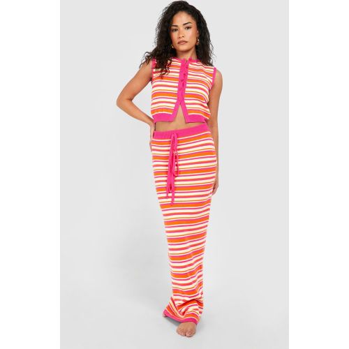 Falda Petite Maxi De Punto Con Rayas - boohoo - Modalova