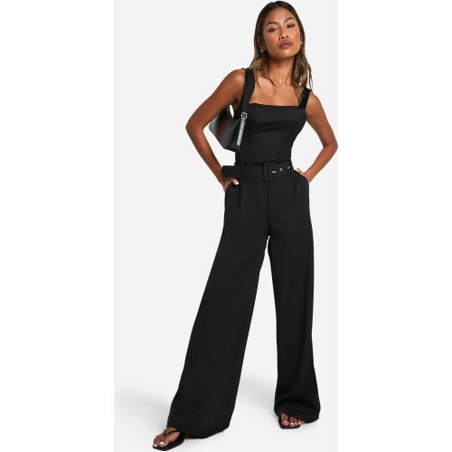 Pantalón De Pernera Ancha Con Cinturón De Tejido Propio - boohoo - Modalova