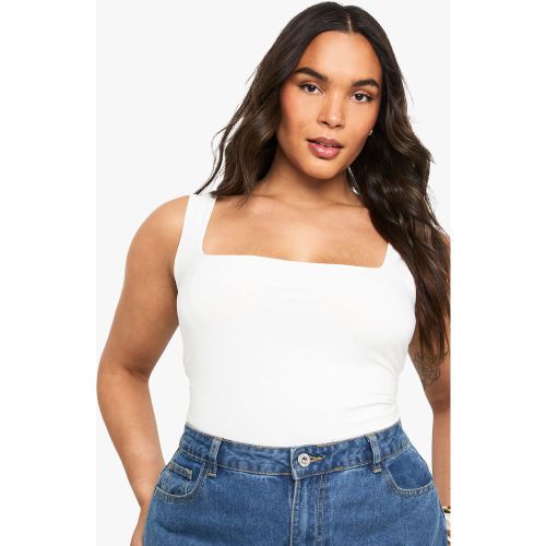 Chaleco Plus Ceñido De Tela Doble Con Escote Cuadrado - boohoo - Modalova