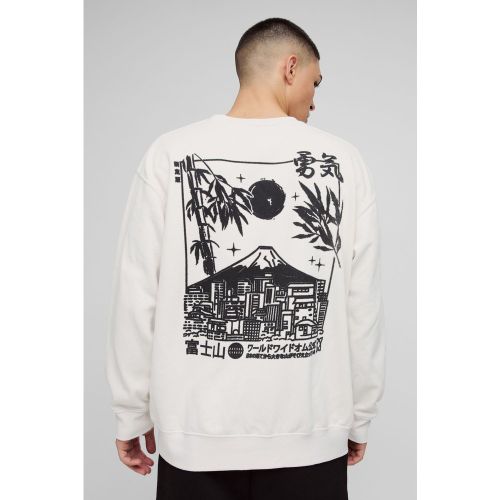 Sweat oversize délavé à imprimé volcan homme - XS - Boohooman - Modalova