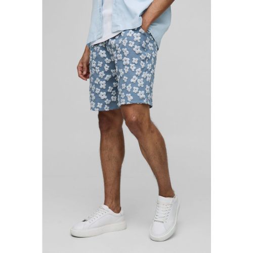 Pantalón Corto Elástico De Raso Y Jacquard Con Estampado De Flores - boohoo - Modalova