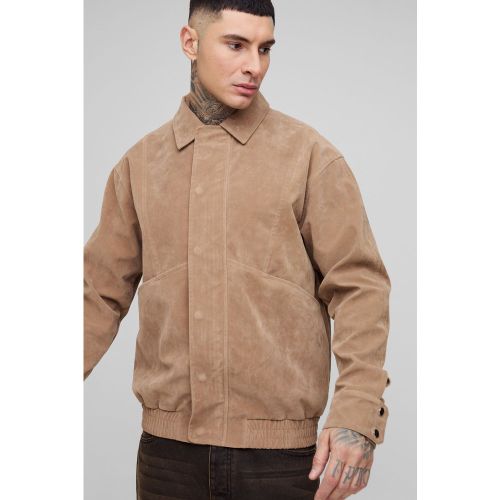 Chaqueta Harrington Tall Recta De Ante Sintético - boohoo - Modalova