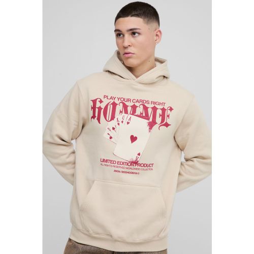 Sweat à capuche à imprimé cartes - XS - Boohooman - Modalova
