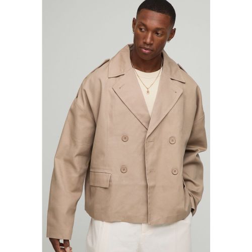 Chubasquero Oversize De Sarga Recto Con Botonadura Doble - boohoo - Modalova