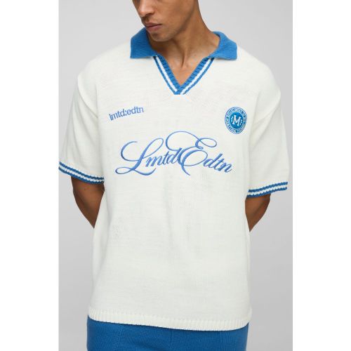 Polo oversize à col V et manches courtes - Limited Edition - S - Boohooman - Modalova